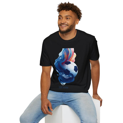 Cape Verde Football Fluid Smoke T-Shirt Abstract Blue Sharks Soccer Tee