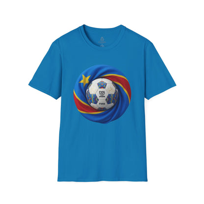 DR Congo Football Flag Circular Graphic T-Shirt Leopards Soccer 2026 Tee
