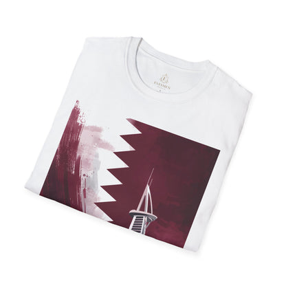 Qatar Soccer T-Shirt – Flag, Football & Aspire Tower Design Tee