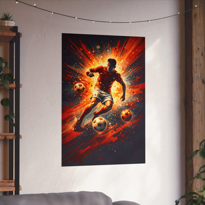Soccer Action Matte Poster — Dynamic Football Player Wall Art
