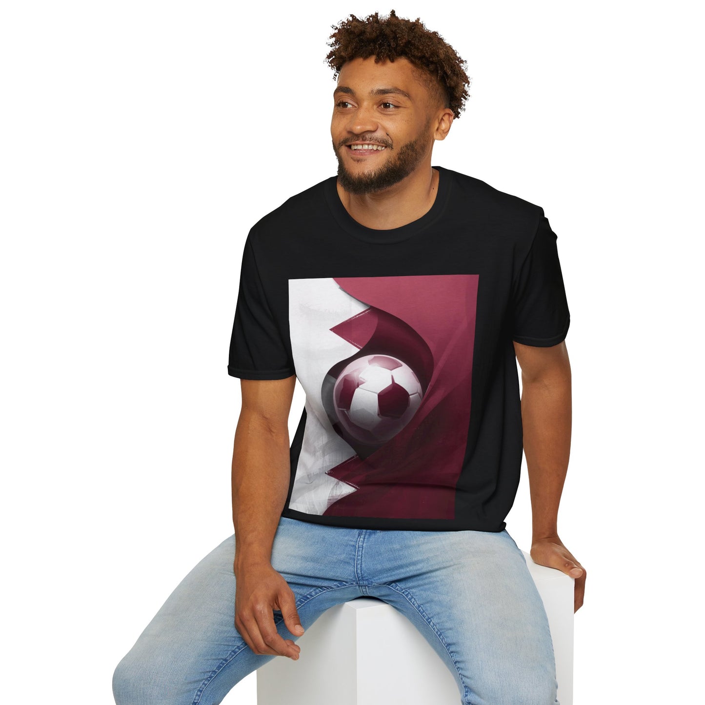 Qatar Football Flag Abstract Graphic T-Shirt Al-Annabbi Soccer Design Tee