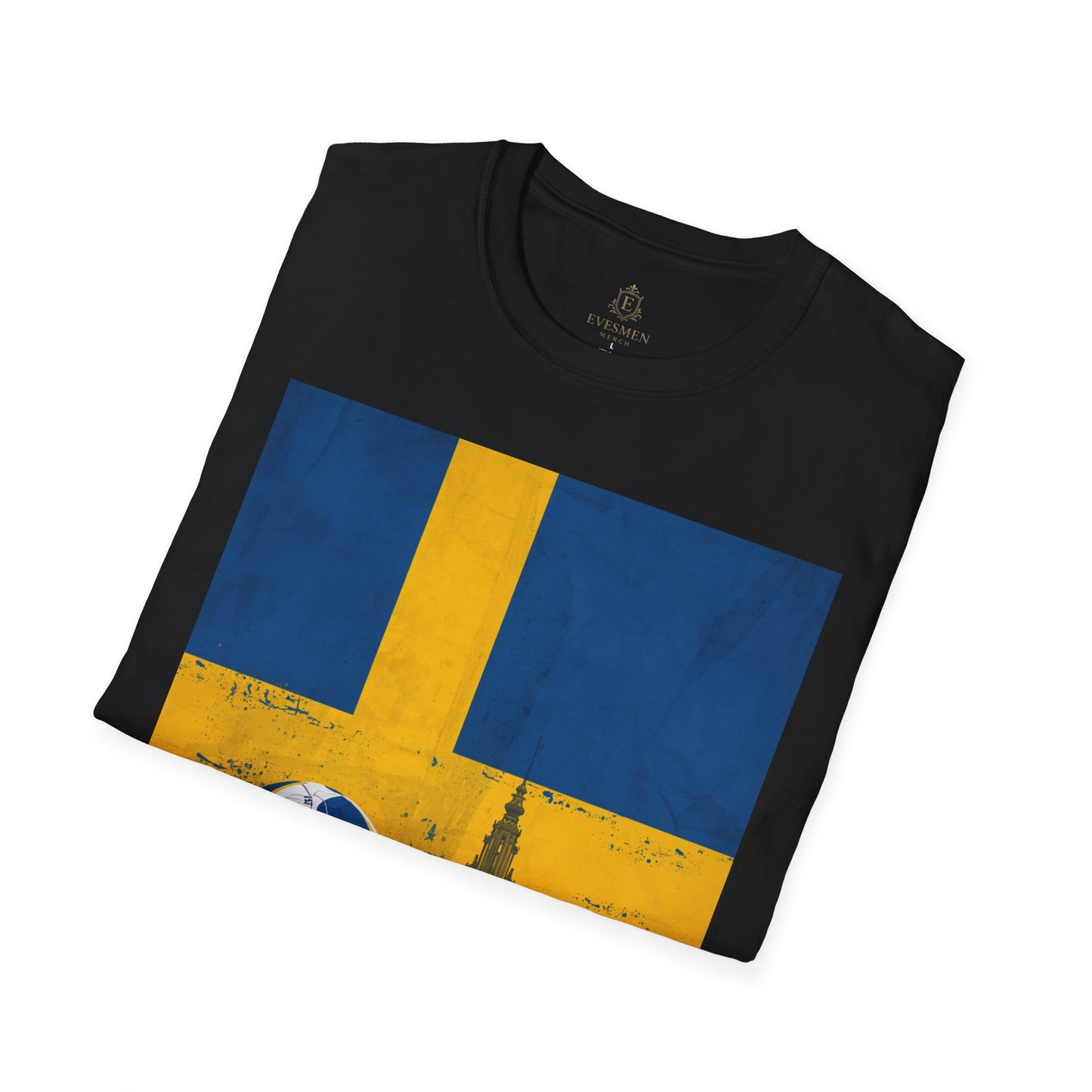 Sweden Flag Soccer T-Shirt — Distressed Swedish Flag Football Tee