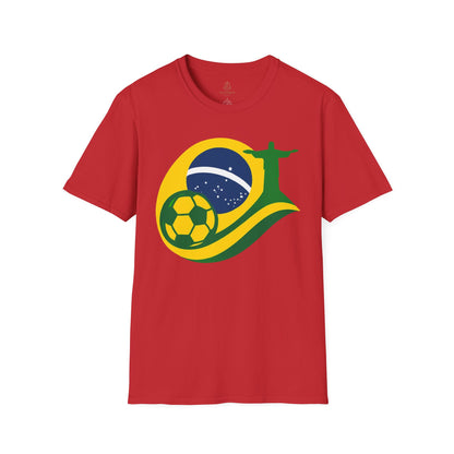 Brazil Soccer T-Shirt – Brazilian Flag, Christ the Redeemer & Football Graphic Tee