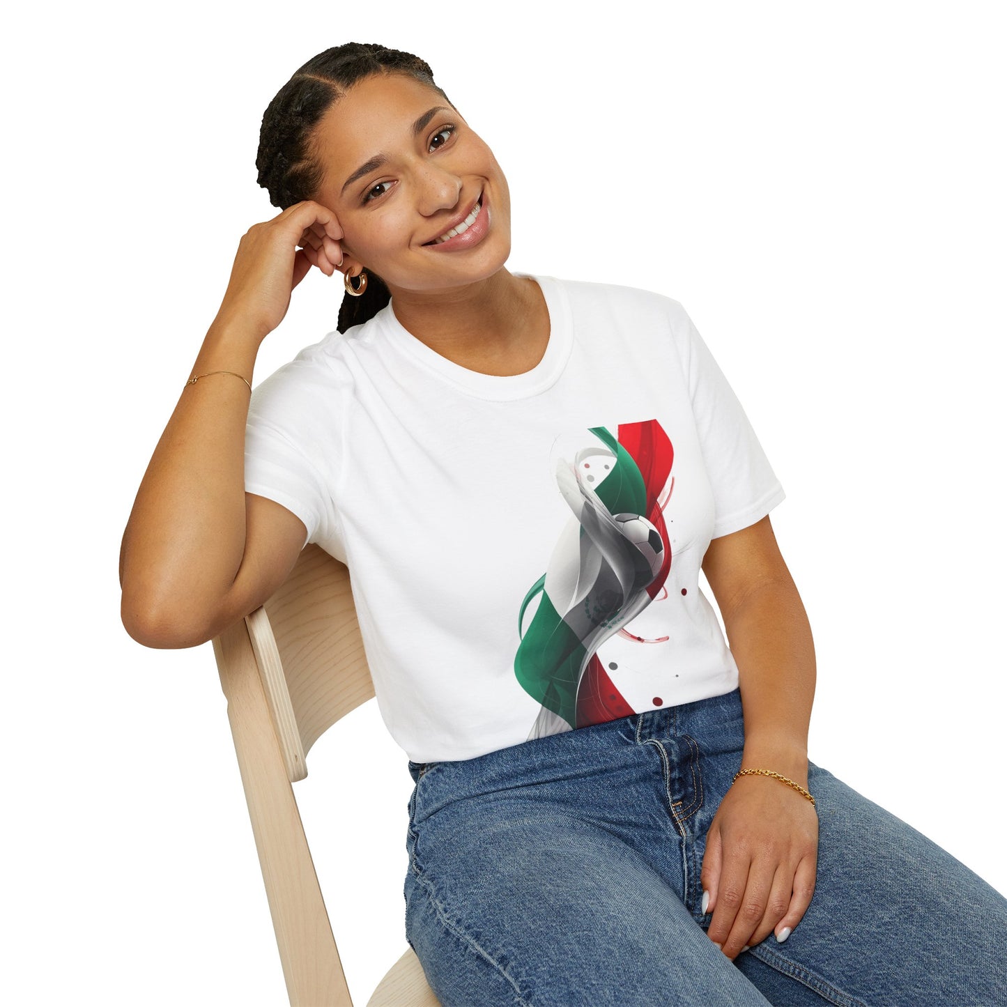 Mexico Football Spirit T-shirt Abstract Flag & Soccer Ball Art Tee