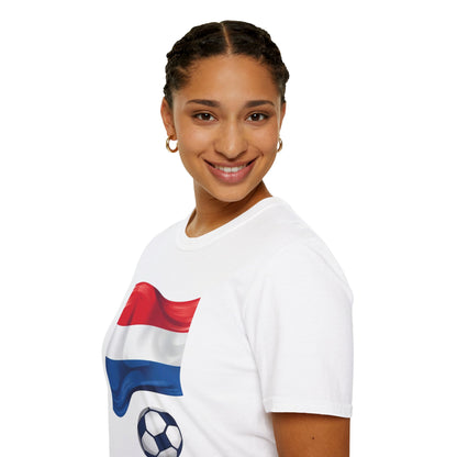 Netherlands Waving Flag Soccer Tee Clean Minimalist Oranje Football Fan T-Shirt