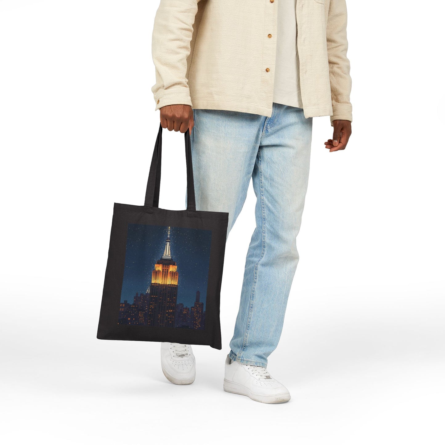 Empire State Building Night Skyline Canvas Tote Bag