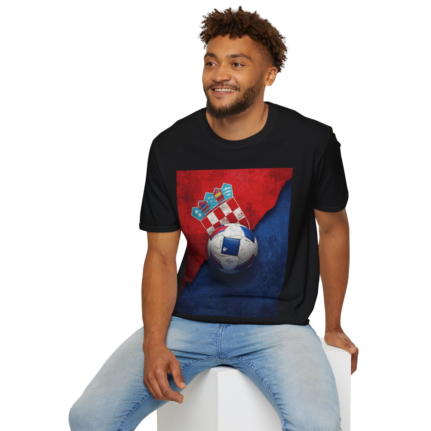 Croatia Football Coat of Arms Tee Vatreni Soccer Textured Checkerboard T-Shirt