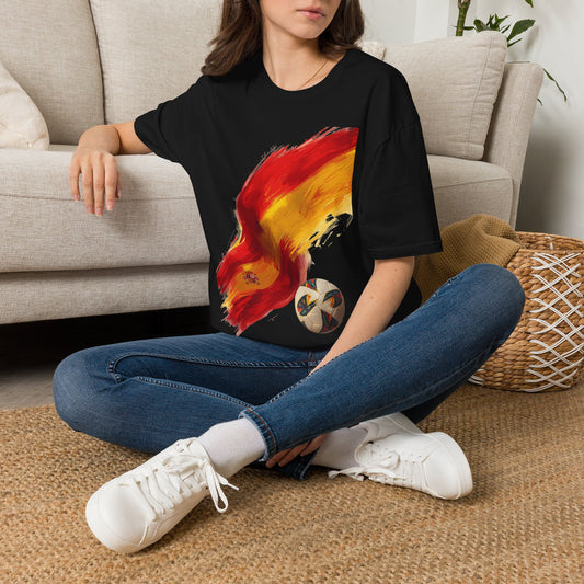 Spain Football Flag Brushstroke T-Shirt Abstract La Roja Soccer Design Tee