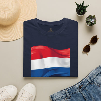 Netherlands Waving Flag Soccer Tee Clean Minimalist Oranje Football Fan T-Shirt