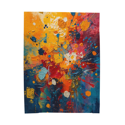Abstract Color Splash Velveteen Plush Blanket — Vibrant Floral Paint Throw