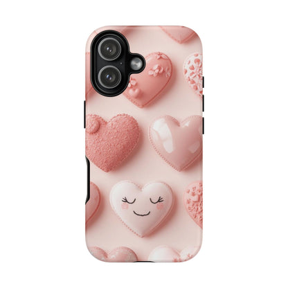 Phone Case — Pink 3D Hearts Cute Valentine Protective Cover