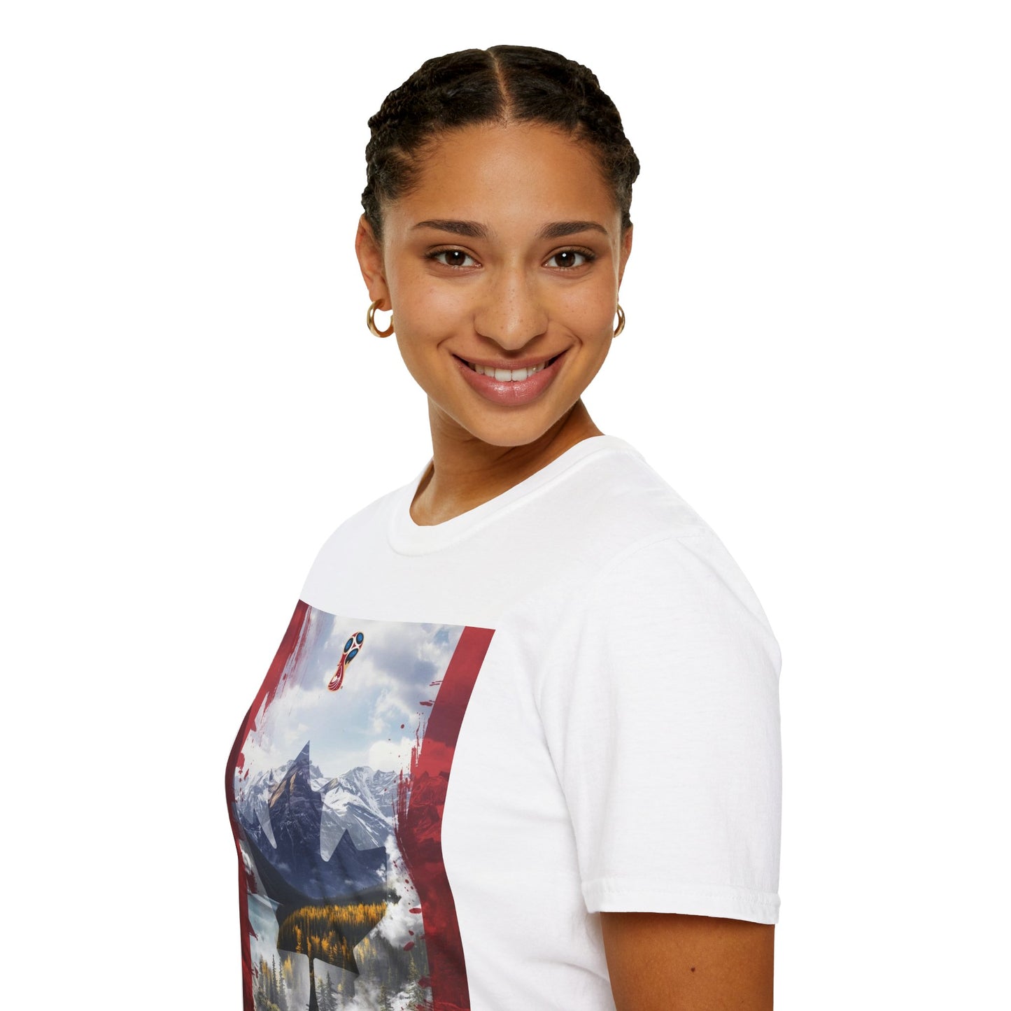 Patriotic Canadian Flag T-Shirt Maple Leaf Mountain Art Design Tee