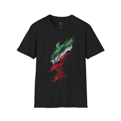 Iran Flag Brushstroke T-Shirt — Artistic Persian Pride Design Tee