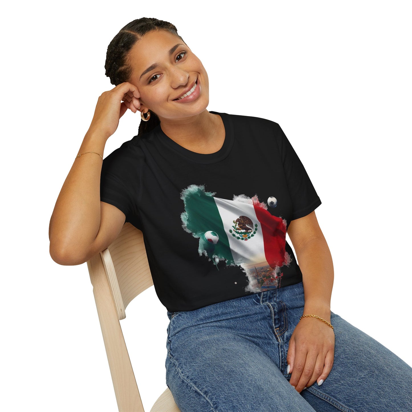Mexican Flag Football T-Shirt — Soccer and Stadium Lights Graphic Tee
