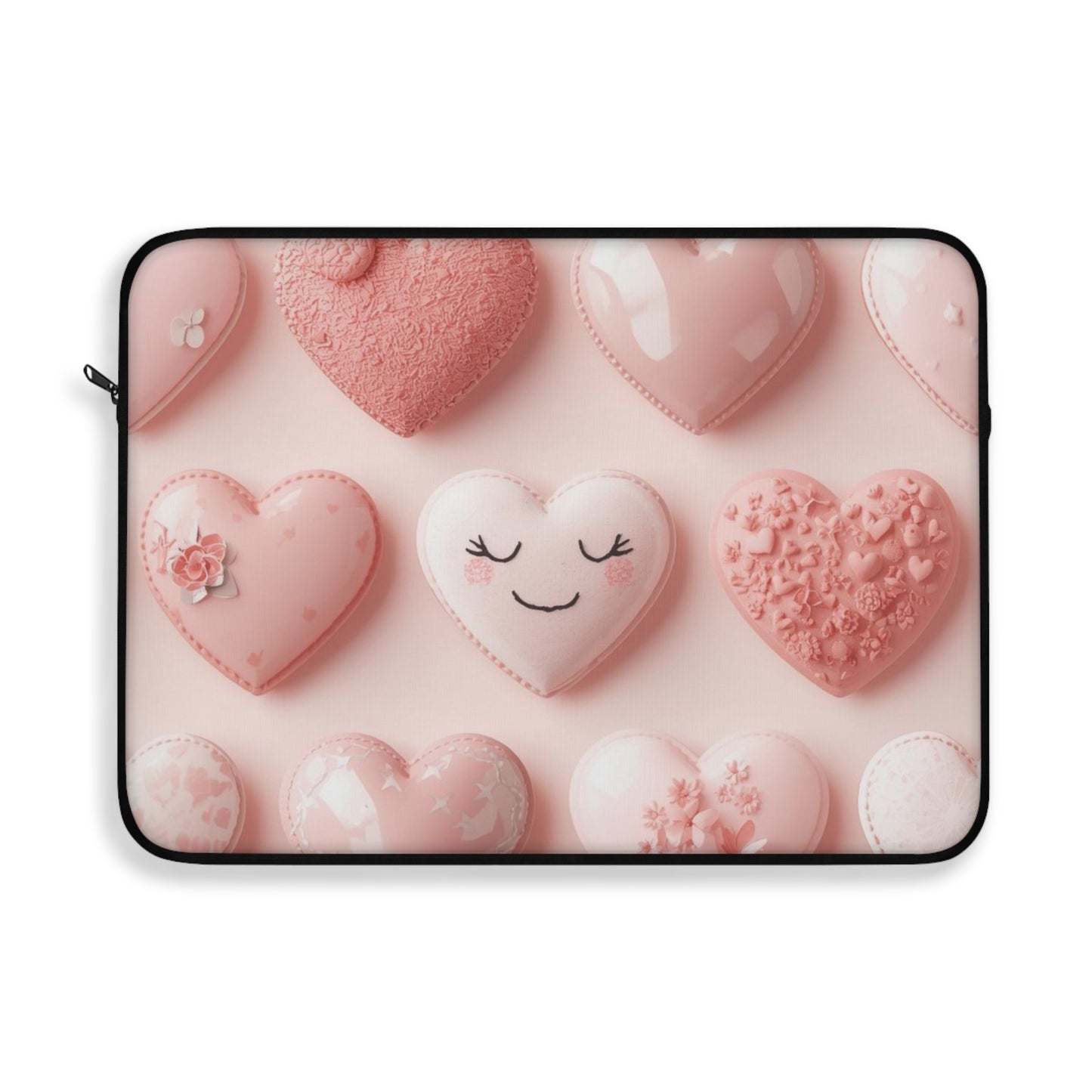 Heart Pattern Laptop Sleeve — Cute Pink Kawaii Hearts Valentine’s Laptop Case