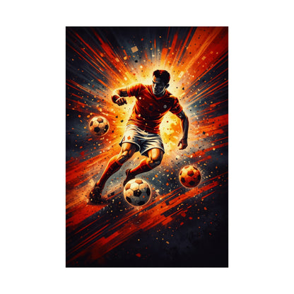 Soccer Action Matte Poster — Dynamic Football Player Wall Art