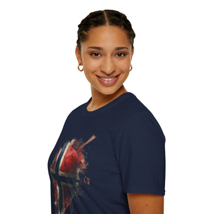 Norway Football Flag Paint Splash T-Shirt Løvene Soccer Grunge Tee