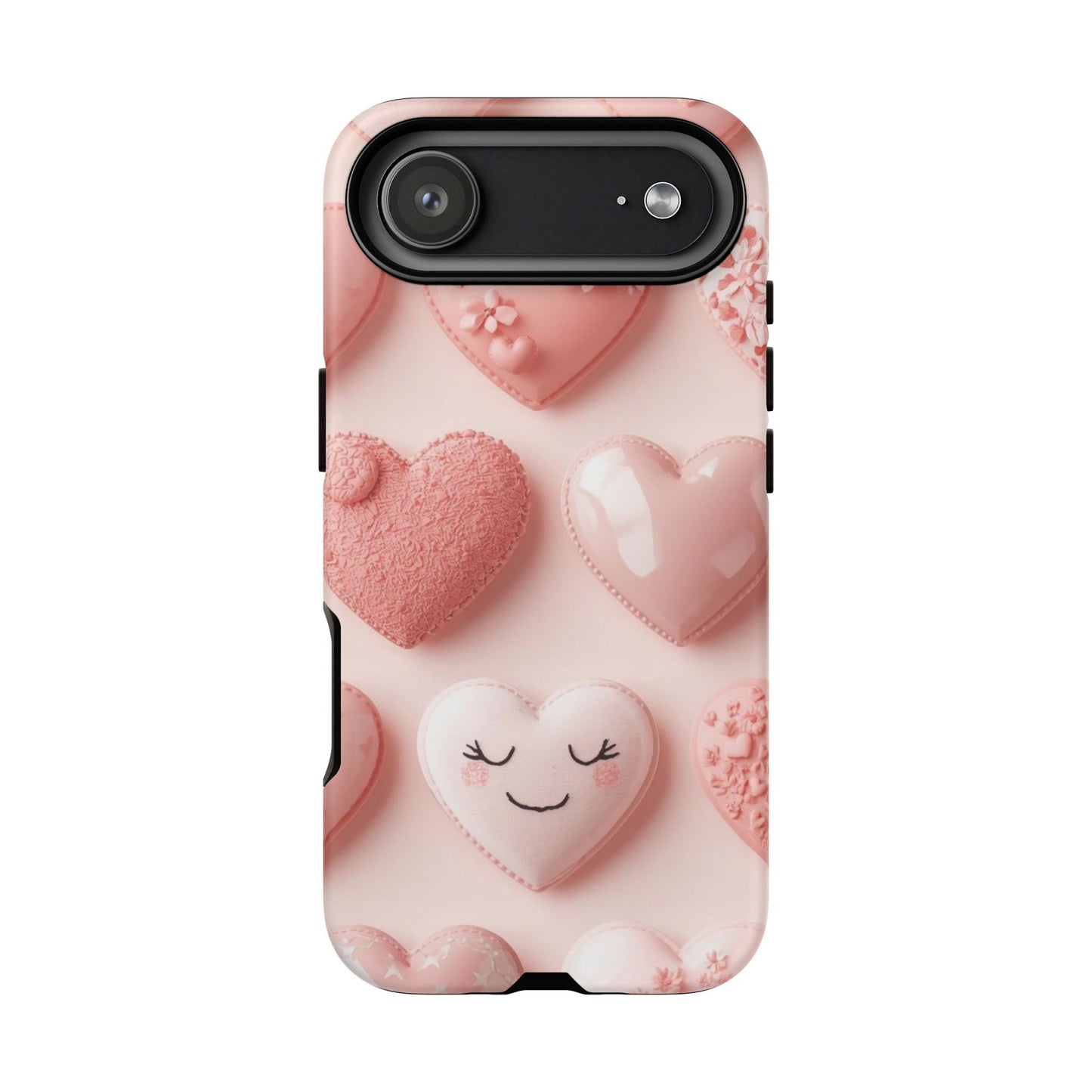 Phone Case — Pink 3D Hearts Cute Valentine Protective Cover