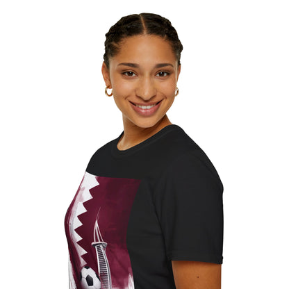 Qatar Soccer T-Shirt – Flag, Football & Aspire Tower Design Tee