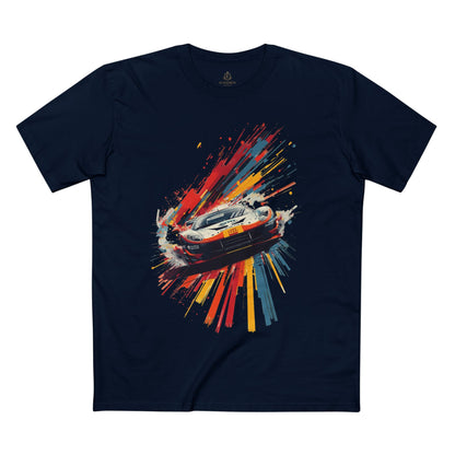 Racing Car Splash T-Shirt Sports Car Graphic Tee for Auto Enthusiasts