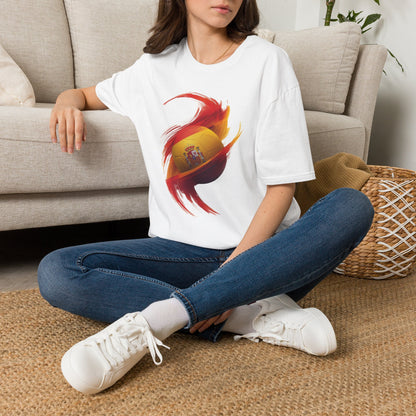 Spain Football Flag Vortex T-Shirt La Roja Soccer Brushstroke Design Tee