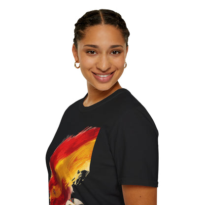 Spain Football Flag Brushstroke T-Shirt Abstract La Roja Soccer Design Tee