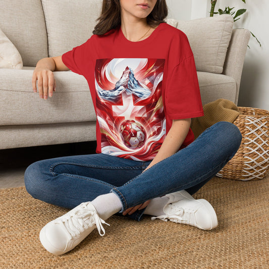 Swiss Soccer Crest T‑Shirt — Alpine Cross & Football Graphic Tee