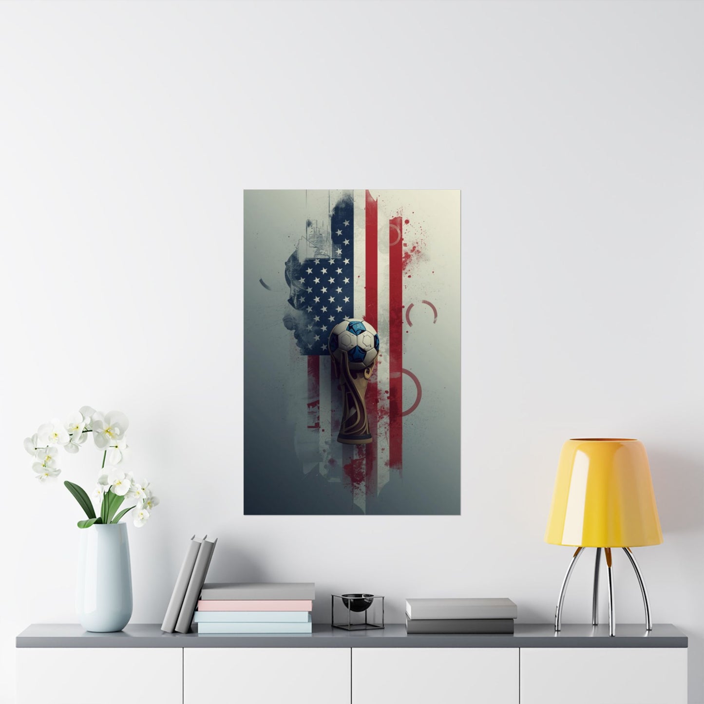 American Soccer 2026 Poster — USA Flag Matte Vertical Art Print