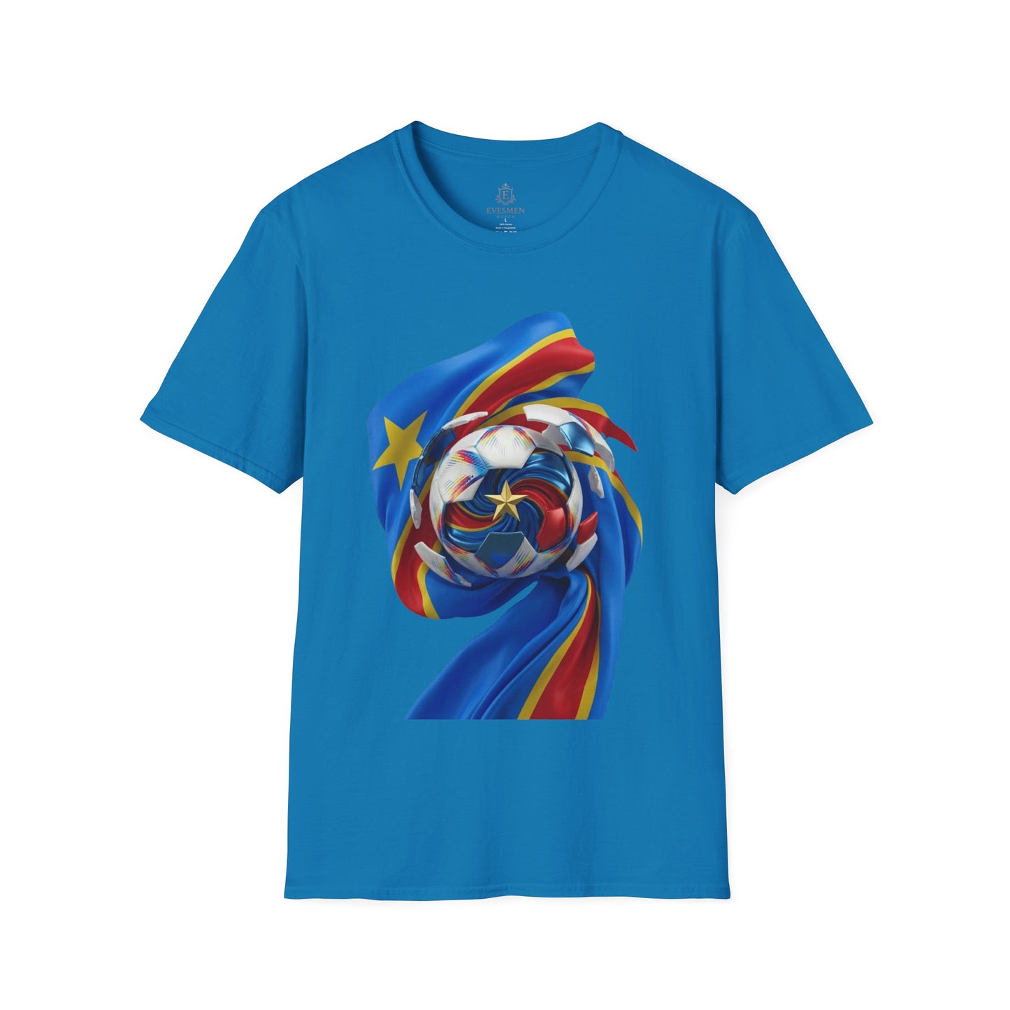 DR Congo Football Flag Exploding Ball T-Shirt Leopards Soccer Graphic Tee