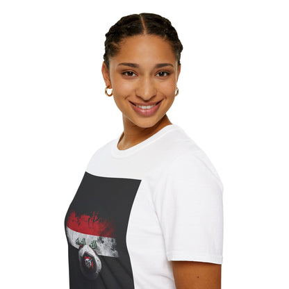 Iraq Flag Abstract Grunge Tee Lions of Mesopotamia Soccer Fan T-Shirt
