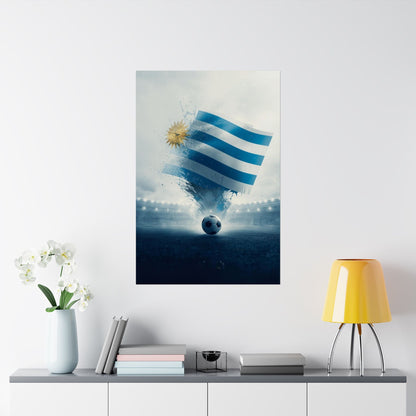 Uruguay Football Poster – Matte Vertical Soccer Art with National Flag