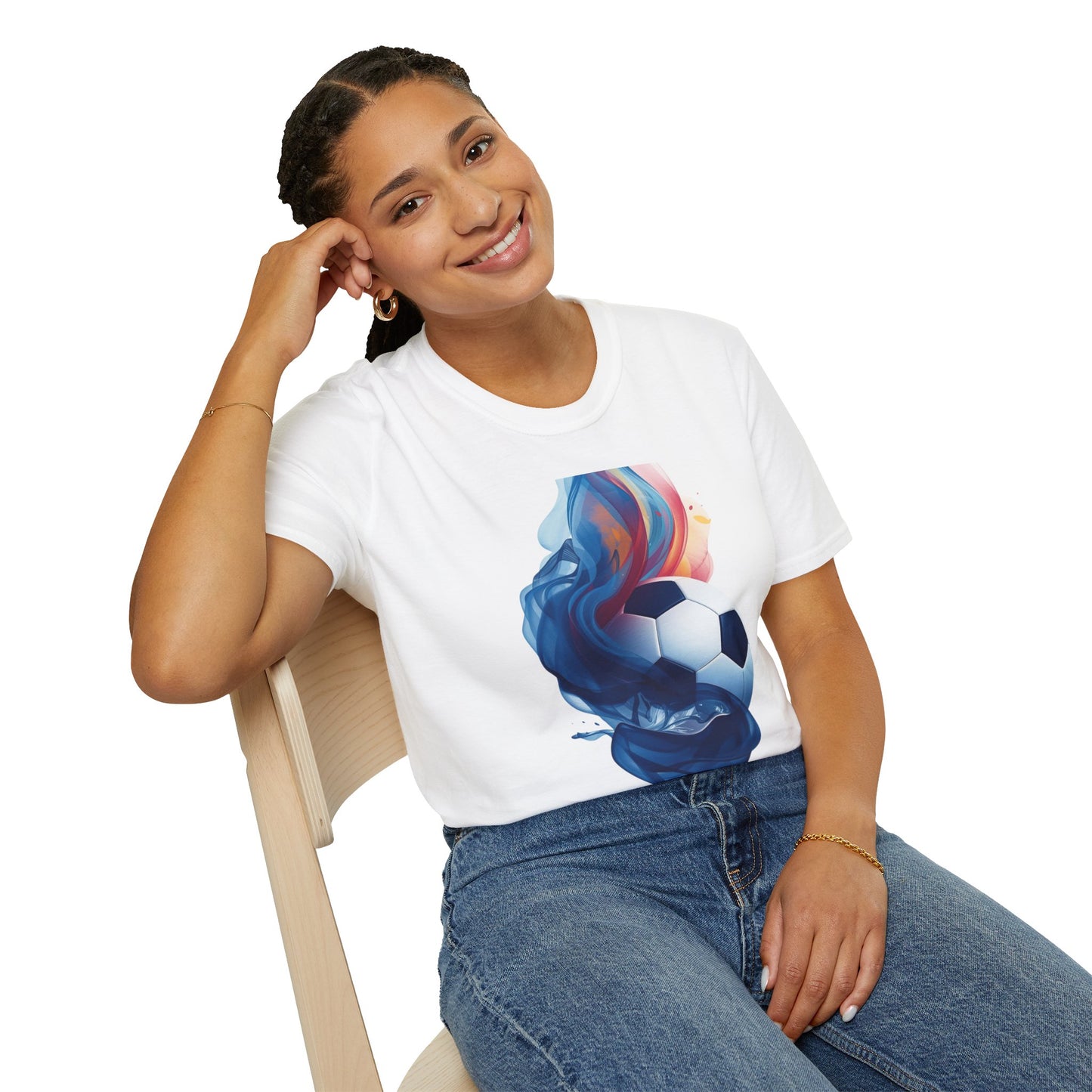 Cape Verde Football Fluid Smoke T-Shirt Abstract Blue Sharks Soccer Tee