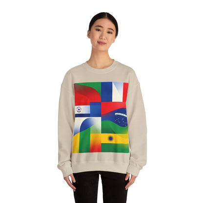 Match Day Flags Crewneck Sweatshirt — Colorful Soccer World Design