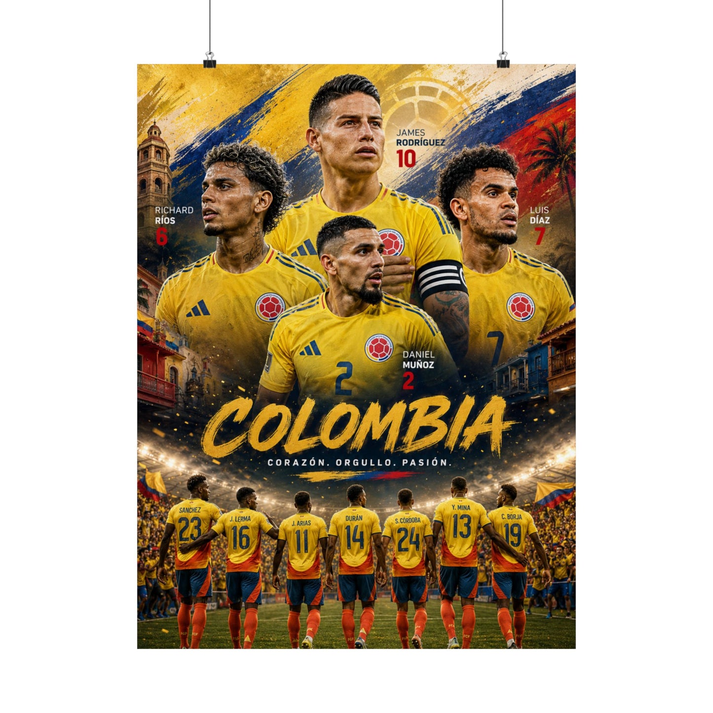 Colombia Soccer "Corazón. Orgullo. Pasión." Commemorative Wall Art Poster