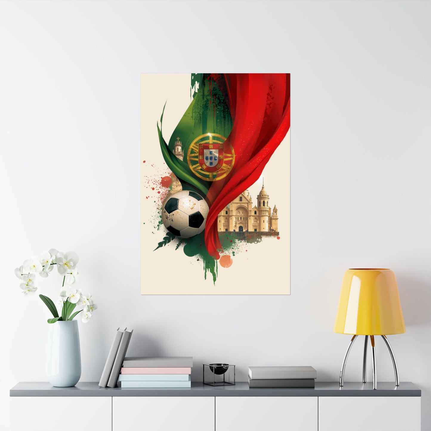 Portugal Football Poster — Matte Vertical Belém Tower & Jerónimos Monastery Art