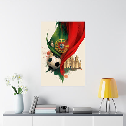 Portugal Football Poster — Matte Vertical Belém Tower & Jerónimos Monastery Art