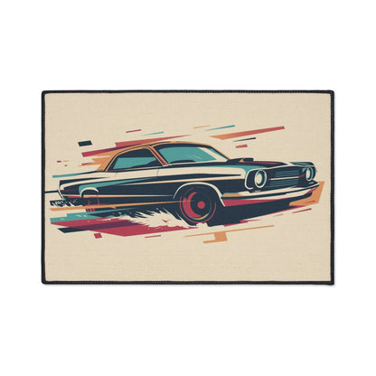 Colorful vintage car design on a beige background