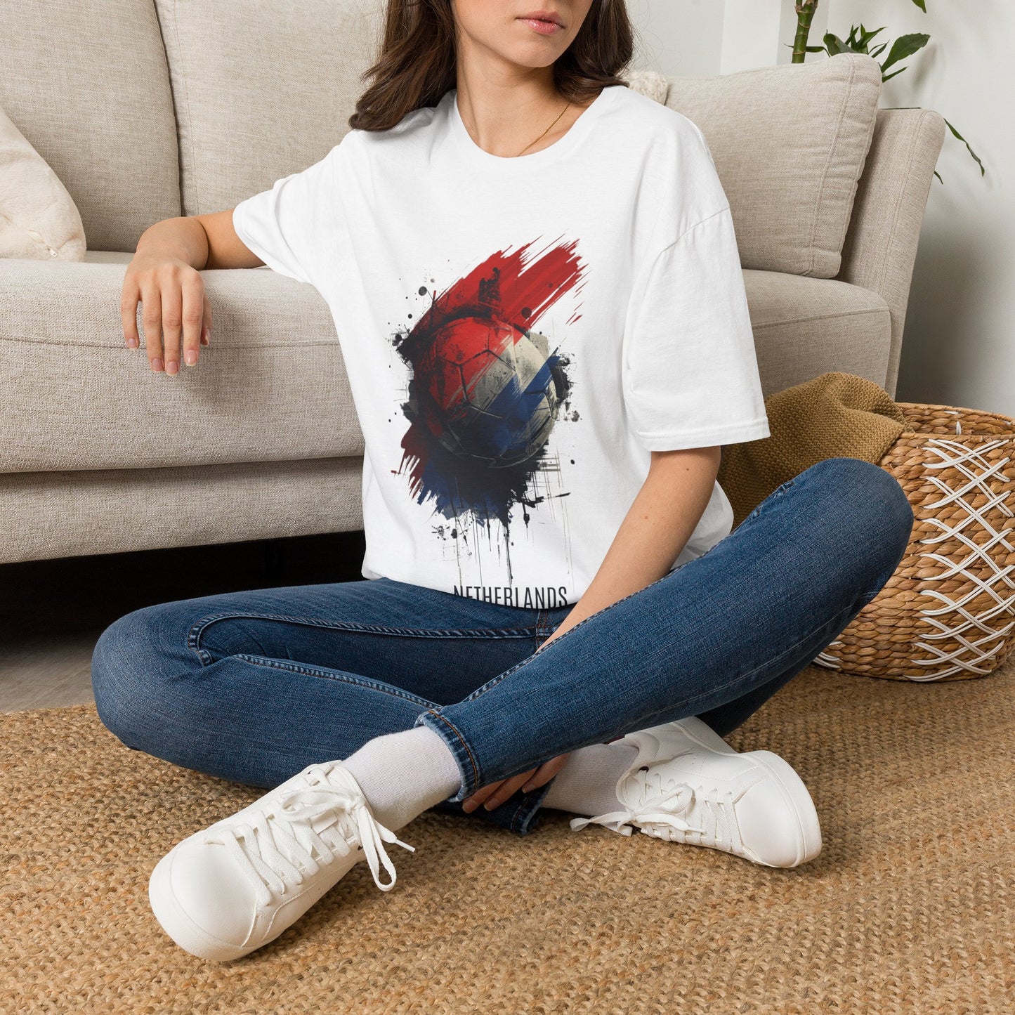 Netherlands Football Flag Abstract Splash T-Shirt Oranje Soccer Graphic Tee