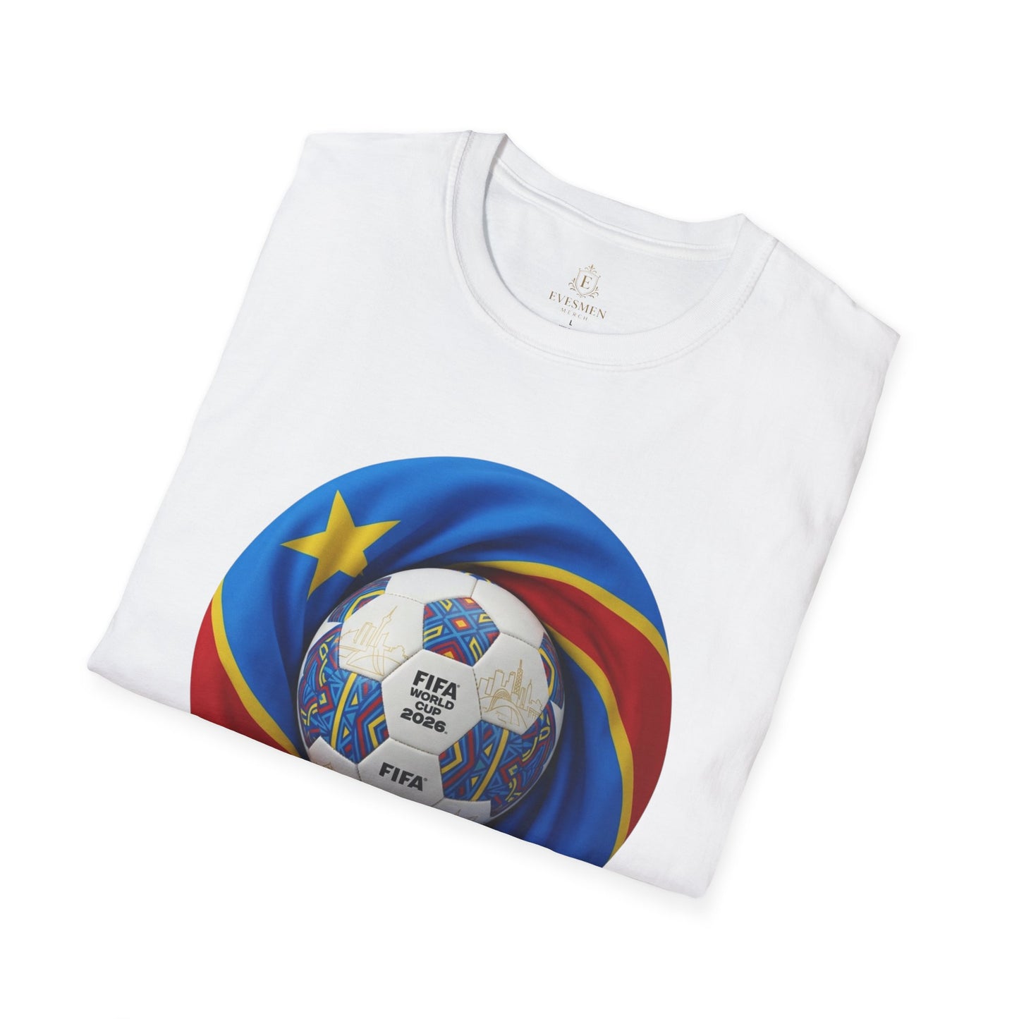 DR Congo Football Flag Circular Graphic T-Shirt Leopards Soccer 2026 Tee