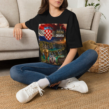 Croatia Football Flag Plitvice Lakes T-Shirt Vatreni Soccer Landscape Tee