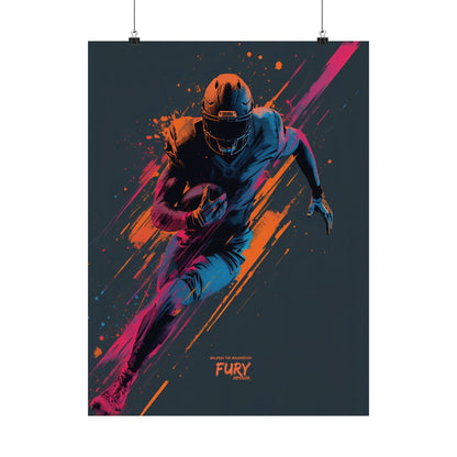 “Fury” Football Wall Art Poster | Neon Grunge Running Back Matte Print