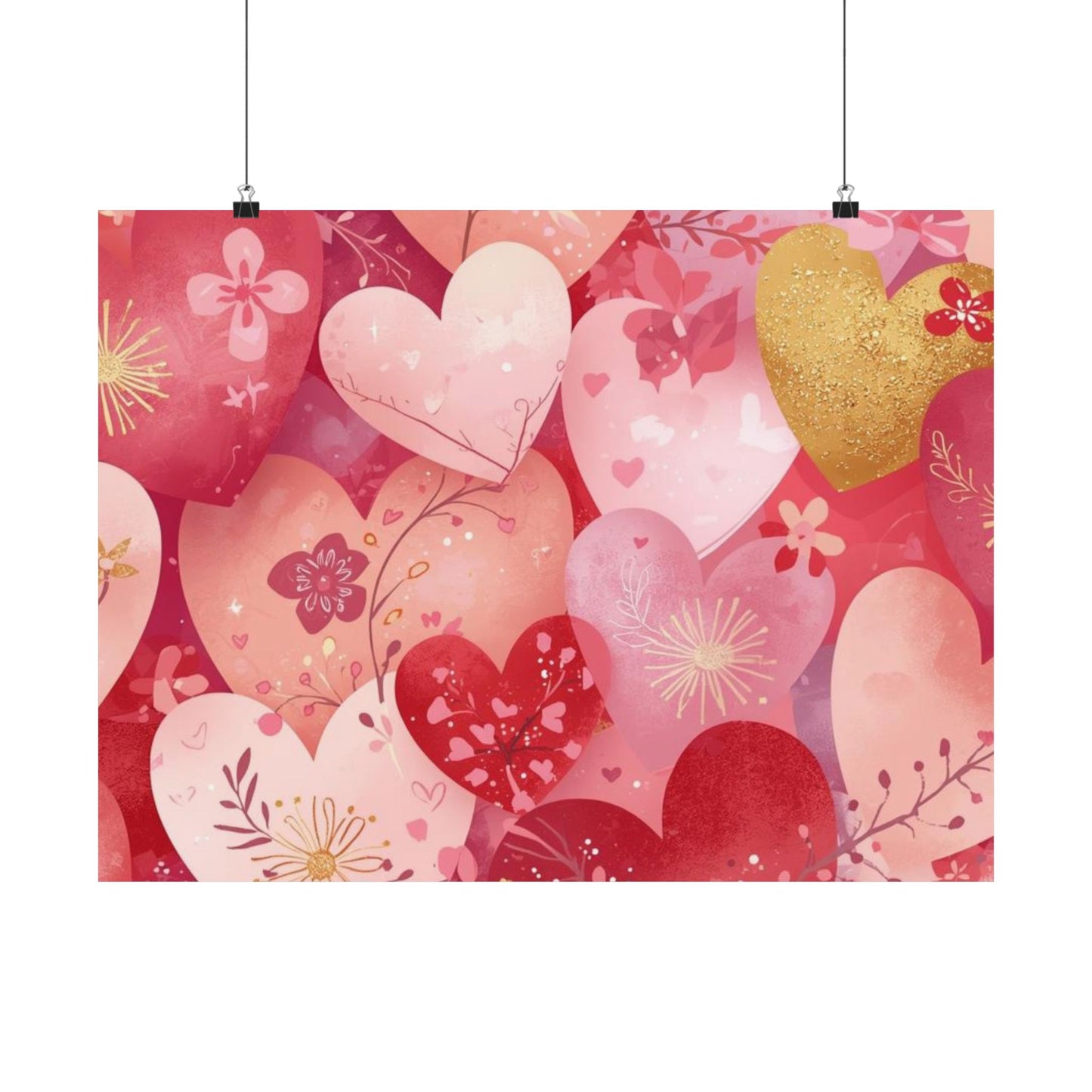 Heart Pattern Matte Poster — Valentine's Day Romantic Wall Art