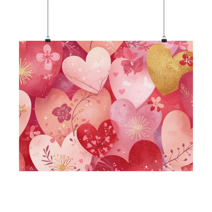 Heart Pattern Matte Poster — Valentine's Day Romantic Wall Art