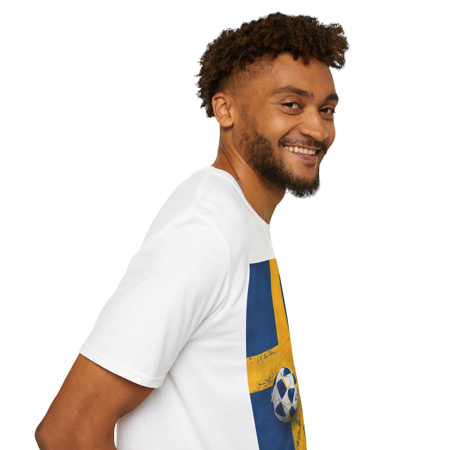 Sweden Flag Soccer T-Shirt — Distressed Swedish Flag Football Tee