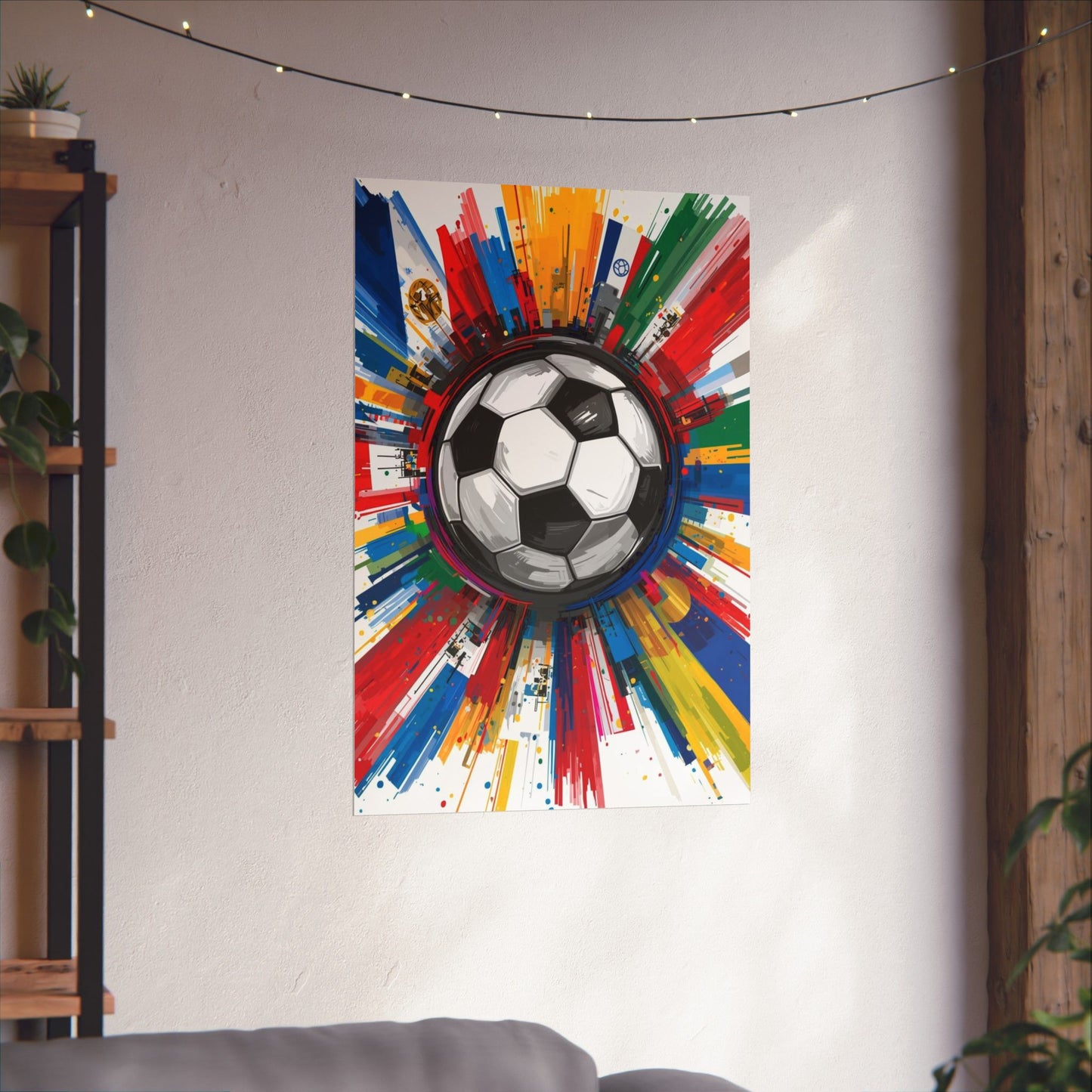 Soccer Burst Poster — World Flags Football Art Matte Vertical Print