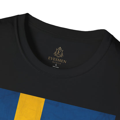 Sweden Flag Soccer T-Shirt — Distressed Swedish Flag Football Tee