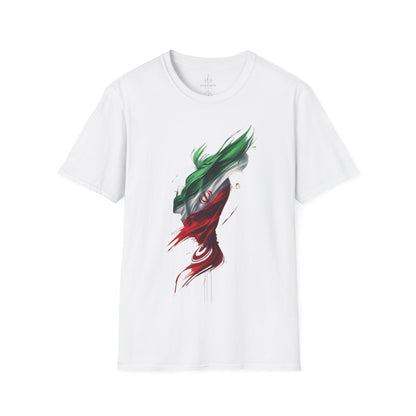 Iran Flag Brushstroke T-Shirt — Artistic Persian Pride Design Tee