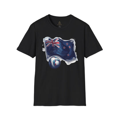 New Zealand Football Flag Sketch Tee All Whites Soccer Graphic T-Shirt