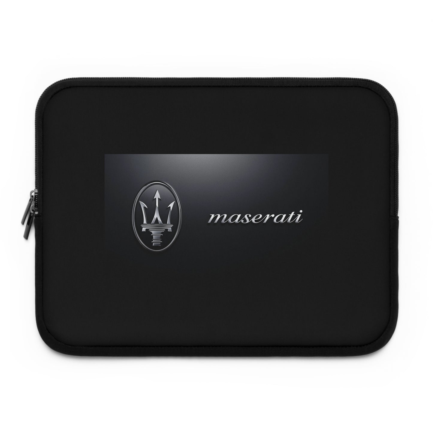 Black Maserati branded pouch on a white background