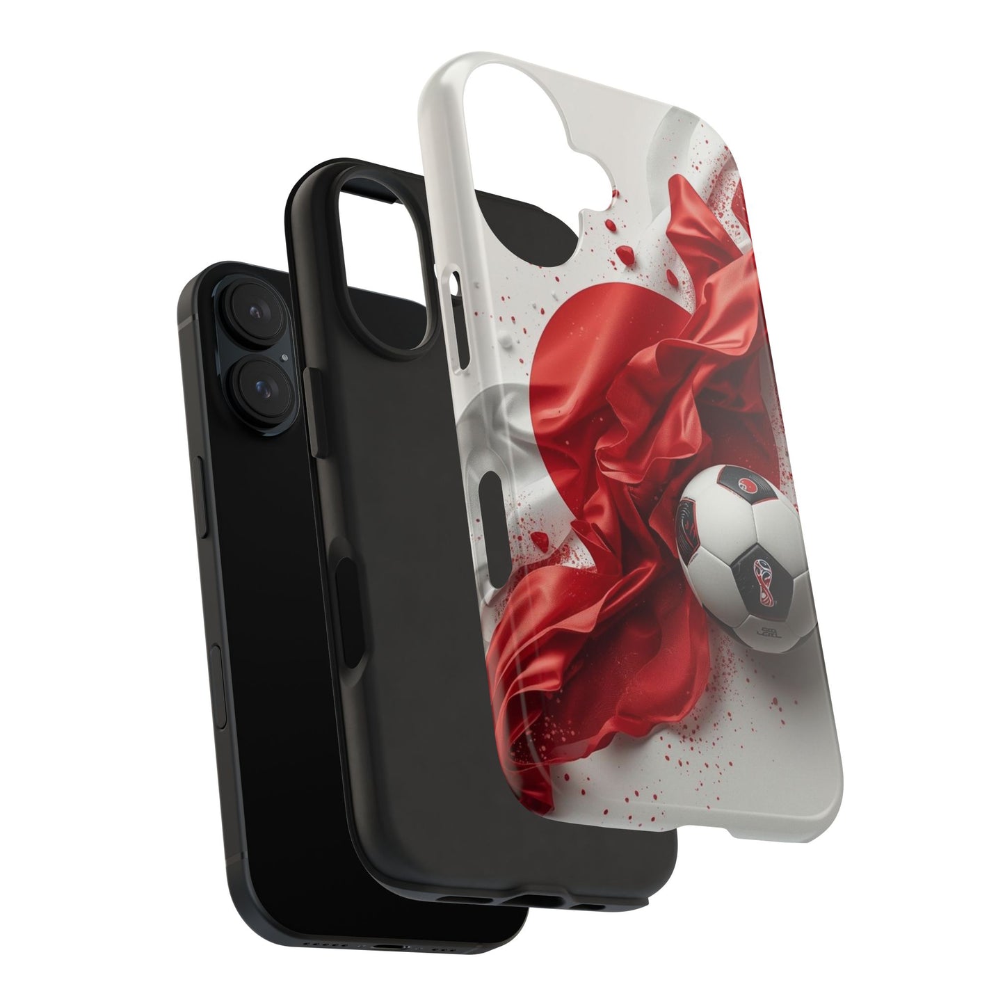 Red Satin Japan Flag Soccer Ball Design Phone Protective Case